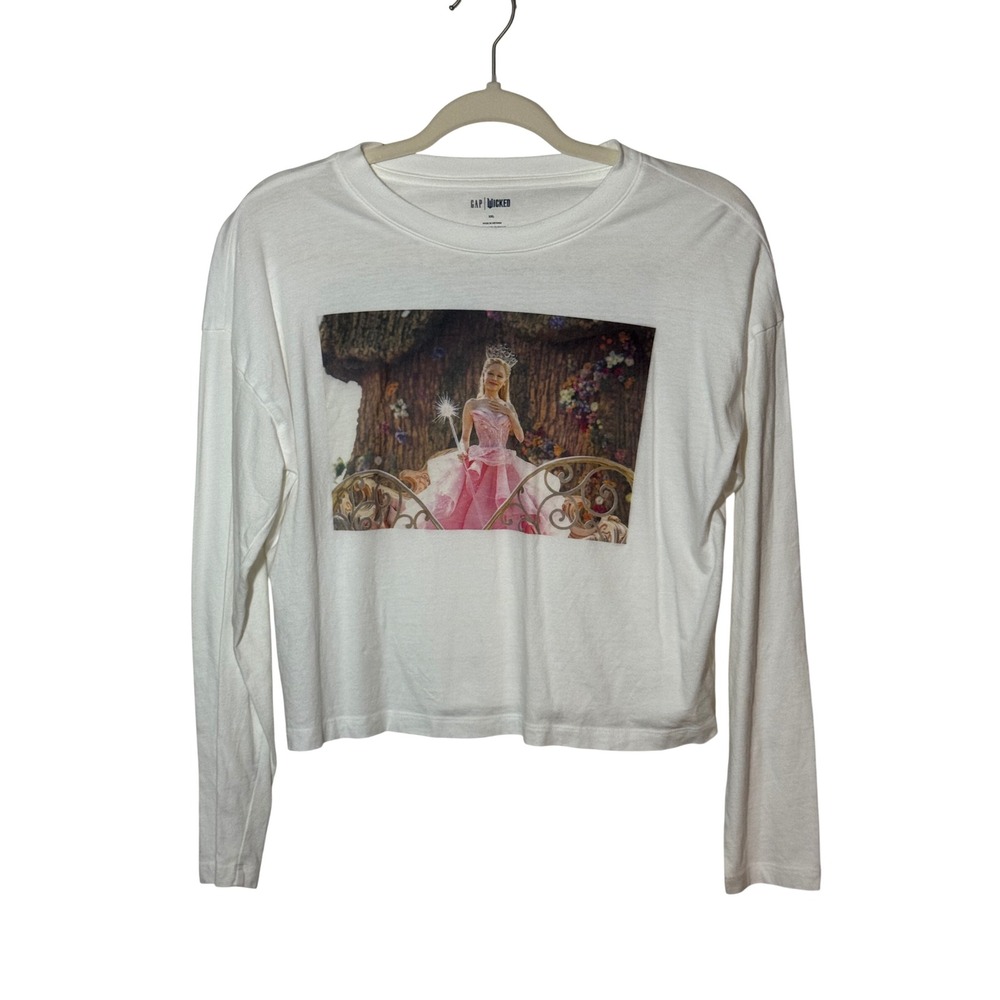 Gap Kids Wicked Glinda Graphic Long Sleeve Tee White XXL Movie Promo Shirt